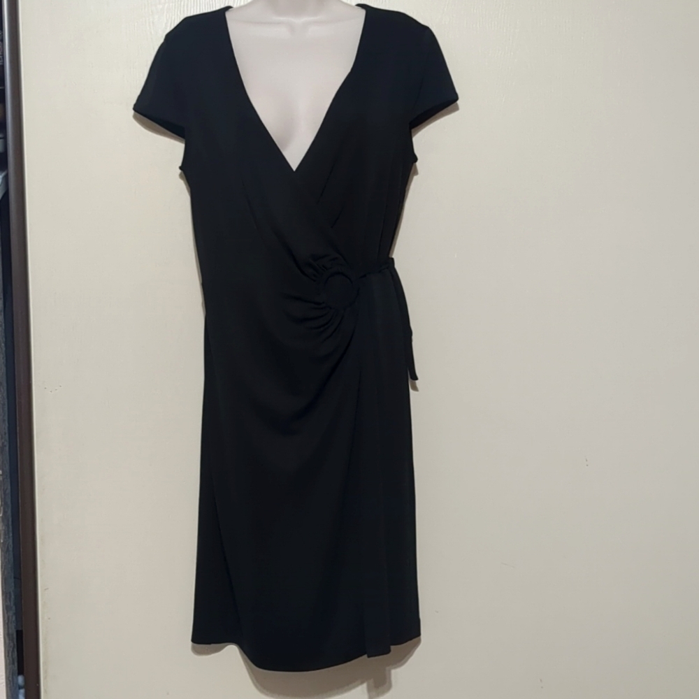 Vince Camuto Cap Sleeve Dress D wrap women's black dress size 8